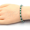 Pulsera Tennis 03.210.0079.6.08 Rodio Laminado, con Zirconia Cubica Verde y Blanca, Pulido, Rodinado (Grosor 05 MM, 8 Pulgadas de Largo)