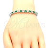 Pulsera Tennis 03.210.0079.6.08 Rodio Laminado, con Zirconia Cubica Verde y Blanca, Pulido, Rodinado (Grosor 05 MM, 8 Pulgadas de Largo)