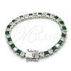 Pulsera Tennis 03.210.0079.6.08 Rodio Laminado, con Zirconia Cubica Verde y Blanca, Pulido, Rodinado (Grosor 05 MM, 8 Pulgadas de Largo)