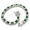 Pulsera Tennis 03.210.0079.6.08 Rodio Laminado, con Zirconia Cubica Verde y Blanca, Pulido, Rodinado (Grosor 05 MM, 8 Pulgadas de Largo)