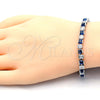 Pulsera Tennis 03.210.0079.7.08 Rodio Laminado, con Zirconia Cubica Zafiro Azul y Blanca, Pulido, Rodinado (Grosor 05 MM, 8 Pulgadas de Largo)