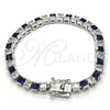 Pulsera Tennis 03.210.0079.7.08 Rodio Laminado, con Zirconia Cubica Zafiro Azul y Blanca, Pulido, Rodinado (Grosor 05 MM, 8 Pulgadas de Largo)