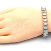 Pulsera Tennis 03.210.0080.5.08 Rodio Laminado, con Zirconia Cubica Blanca, Pulido, Rodinado (Grosor 10 MM, 8 Pulgadas de Largo)