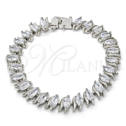 Pulsera Tennis 03.210.0080.5.08 Rodio Laminado, con Zirconia Cubica Blanca, Pulido, Rodinado (Grosor 10 MM, 8 Pulgadas de Largo)
