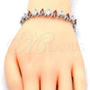 Pulsera Tennis 03.210.0080.6.08 Rodio Laminado, con Zirconia Cubica Granate y Blanca, Pulido, Rodinado (Grosor 10 MM, 8 Pulgadas de Largo)