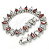 Pulsera Tennis 03.210.0080.6.08 Rodio Laminado, con Zirconia Cubica Granate y Blanca, Pulido, Rodinado (Grosor 10 MM, 8 Pulgadas de Largo)