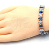 Pulsera Tennis 03.210.0080.8.08 Rodio Laminado, con Zirconia Cubica Zafiro Azul y Blanca, Pulido, Rodinado (Grosor 10 MM, 8 Pulgadas de Largo)