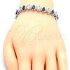 Pulsera Tennis 03.210.0080.8.08 Rodio Laminado, con Zirconia Cubica Zafiro Azul y Blanca, Pulido, Rodinado (Grosor 10 MM, 8 Pulgadas de Largo)