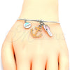 Aro Individual 07.179.0009.1 Rodio Laminado, Diseño de Ancla y Zapato, con Cristal Blanca, Esmaltado Multicolor, Rodinado (Grosor 02 MM, Talla Unica)