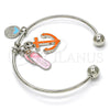 Aro Individual 07.179.0009.1 Rodio Laminado, Diseño de Ancla y Zapato, con Cristal Blanca, Esmaltado Multicolor, Rodinado (Grosor 02 MM, Talla Unica)