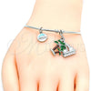 Aro Individual 07.179.0011.1 Rodio Laminado, Diseño de Ãrbol y Delfín, Esmaltado Multicolor, Rodinado (Grosor 02 MM, Talla Unica)