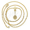 Collares con Dije 04.242.0087.24 Oro Laminado, Pulido, Tono Dorado (02 MM Thickness, 24 Inches Length)