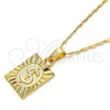 Collares con Dije 04.242.0090.24 Oro Laminado, Diseño de Dinero, Pulido, Tono Dorado (02 MM Thickness, 24 Inches Length)