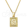 Collares con Dije 04.242.0090.24 Oro Laminado, Diseño de Dinero, Pulido, Tono Dorado (02 MM Thickness, 24 Inches Length)