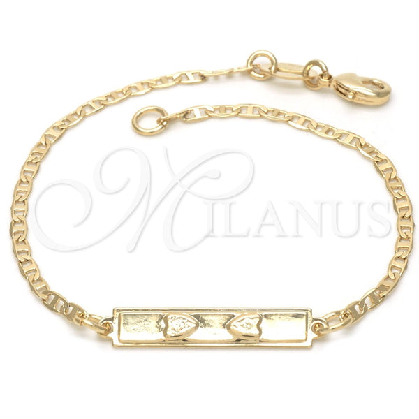 Pulsera con Placa 03.32.0097.06 Oro Laminado, Diseño de Corazón y Mariner, Pulido, Tono Dorado (01 MM Thickness, 6 Inches Length)