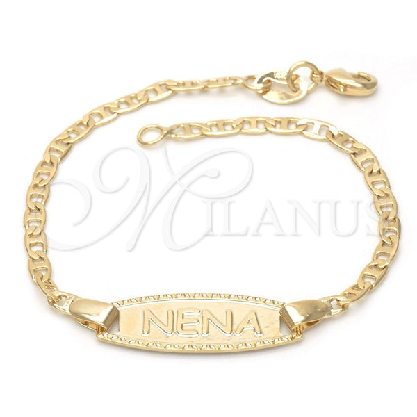 Pulsera con Placa 03.32.0105.06 Oro Laminado, Diseño de Mariner, Pulido, Tono Dorado (01 MM Thickness, 6 Inches Length)