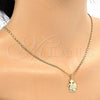 Collares con Dije 04.106.0001.20 Oro Laminado, Diseño de Niñita Pequeña y Estrella, Pulido, Tono Dorado (02 MM Thickness, 20 Inches Length)