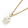 Collares con Dije 04.106.0001.20 Oro Laminado, Diseño de Niñita Pequeña y Estrella, Pulido, Tono Dorado (02 MM Thickness, 20 Inches Length)