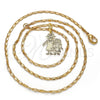 Collares con Dije 04.106.0001.20 Oro Laminado, Diseño de Niñita Pequeña y Estrella, Pulido, Tono Dorado (02 MM Thickness, 20 Inches Length)