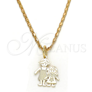 Collares con Dije 04.106.0001.20 Oro Laminado, Diseño de Niñita Pequeña y Estrella, Pulido, Tono Dorado (02 MM Thickness, 20 Inches Length)