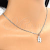 Collares con Dije 04.106.0002.1.20 Rodio Laminado, Diseño de Niñita Pequeña y Niñito Pequeño, Pulido, Rodinado (Grosor 02 MM, 20 Pulgadas de Largo)