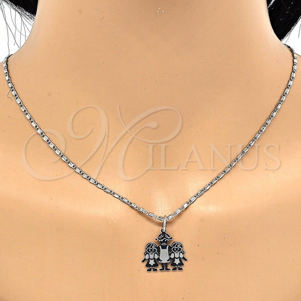 Collares con Dije 04.106.0004.1.20 Rodio Laminado, Diseño de Niñita Pequeña y Estrella, Pulido, Rodinado (Grosor 02 MM, 20 Pulgadas de Largo)