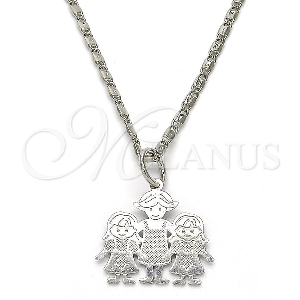 Collares con Dije 04.106.0004.1.20 Rodio Laminado, Diseño de Niñita Pequeña y Estrella, Pulido, Rodinado (Grosor 02 MM, 20 Pulgadas de Largo)