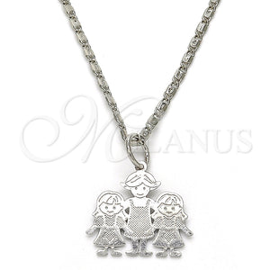 Collares con Dije 04.106.0004.1.20 Rodio Laminado, Diseño de Niñita Pequeña y Estrella, Pulido, Rodinado (Grosor 02 MM, 20 Pulgadas de Largo)