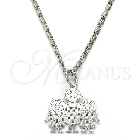 Collares con Dije 04.106.0004.1.20 Rodio Laminado, Diseño de Niñita Pequeña y Estrella, Pulido, Rodinado (Grosor 02 MM, 20 Pulgadas de Largo)