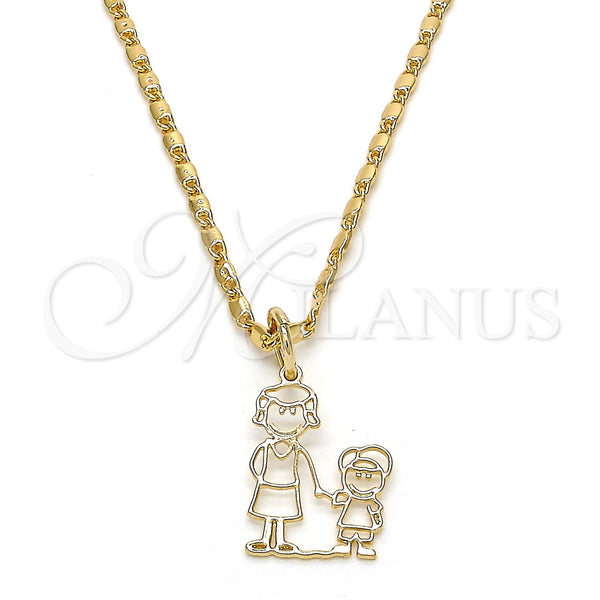 Collares con Dije 04.106.0007.20 Oro Laminado, Diseño de Niñito Pequeño, Pulido, Tono Dorado (02 MM Thickness, 20 Inches Length)