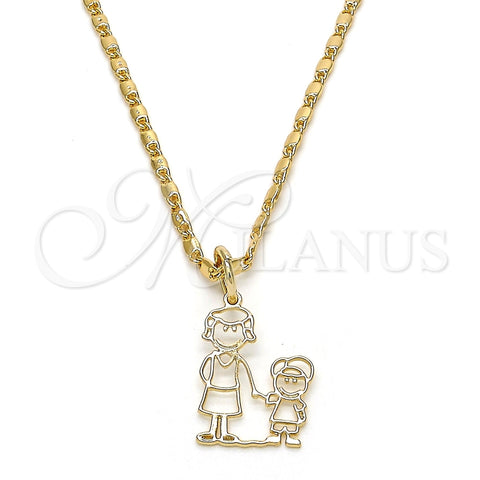 Collares con Dije 04.106.0007.20 Oro Laminado, Diseño de Niñito Pequeño, Pulido, Tono Dorado (02 MM Thickness, 20 Inches Length)