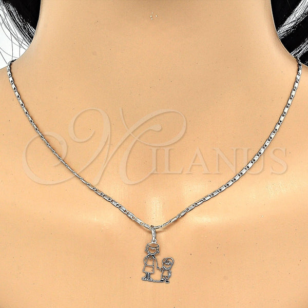 Collares con Dije 04.106.0007.1.20 Rodio Laminado, Diseño de Niñito Pequeño, Pulido, Rodinado (Grosor 02 MM, 20 Pulgadas de Largo)