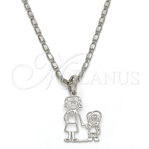 Collares con Dije 04.106.0007.1.20 Rodio Laminado, Diseño de Niñito Pequeño, Pulido, Rodinado (Grosor 02 MM, 20 Pulgadas de Largo)