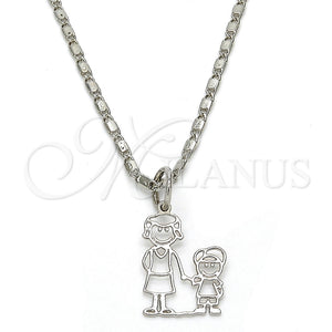 Collares con Dije 04.106.0007.1.20 Rodio Laminado, Diseño de Niñito Pequeño, Pulido, Rodinado (Grosor 02 MM, 20 Pulgadas de Largo)