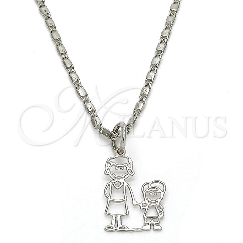 Collares con Dije 04.106.0007.1.20 Rodio Laminado, Diseño de Niñito Pequeño, Pulido, Rodinado (Grosor 02 MM, 20 Pulgadas de Largo)