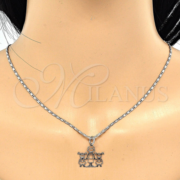 Collares con Dije 04.106.0009.1.20 Rodio Laminado, Diseño de Niñita Pequeña, Pulido, Rodinado (Grosor 02 MM, 20 Pulgadas de Largo)
