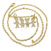 Collares con Dije 04.106.0010.20 Oro Laminado, Diseño de Niñita Pequeña, Pulido, Tono Dorado (02 MM Thickness, 20 Inches Length)