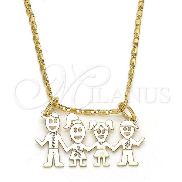 Collares con Dije 04.106.0010.20 Oro Laminado, Diseño de Niñita Pequeña, Pulido, Tono Dorado (02 MM Thickness, 20 Inches Length)