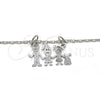 Collares con Dije 04.106.0011.1.20 Rodio Laminado, Diseño de Niñita Pequeña y Perro, Pulido, Rodinado (Grosor 02 MM, 20 Pulgadas de Largo)