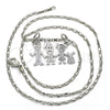 Collares con Dije 04.106.0011.1.20 Rodio Laminado, Diseño de Niñita Pequeña y Perro, Pulido, Rodinado (Grosor 02 MM, 20 Pulgadas de Largo)