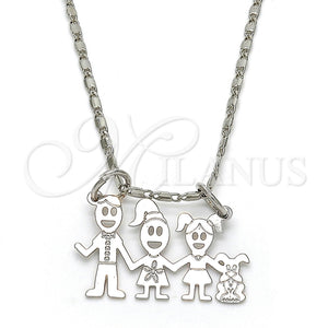 Collares con Dije 04.106.0011.1.20 Rodio Laminado, Diseño de Niñita Pequeña y Perro, Pulido, Rodinado (Grosor 02 MM, 20 Pulgadas de Largo)