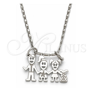 Collares con Dije 04.106.0011.1.20 Oro Laminado Blanco, Diseño de Niñita Pequeña y Perro, Pulido, Rodinado (Grosor 02 MM, 20 Pulgadas de Largo)