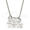 Collares con Dije 04.106.0011.1.20 Rodio Laminado, Diseño de Niñita Pequeña y Perro, Pulido, Rodinado (Grosor 02 MM, 20 Pulgadas de Largo)