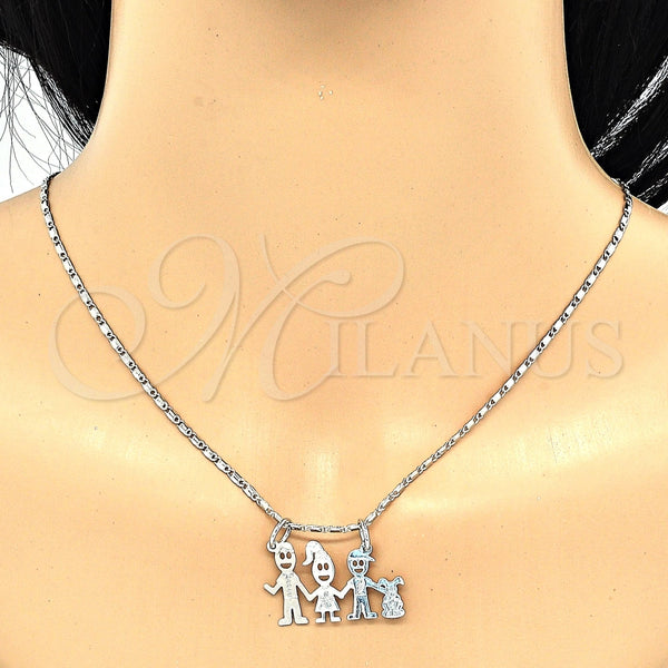 Collares con Dije 04.106.0012.1.20 Rodio Laminado, Diseño de Niñito Pequeño y Perro, Pulido, Rodinado (Grosor 02 MM, 20 Pulgadas de Largo)