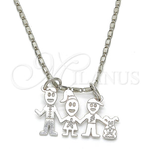 Collares con Dije 04.106.0012.1.20 Rodio Laminado, Diseño de Niñito Pequeño y Perro, Pulido, Rodinado (Grosor 02 MM, 20 Pulgadas de Largo)
