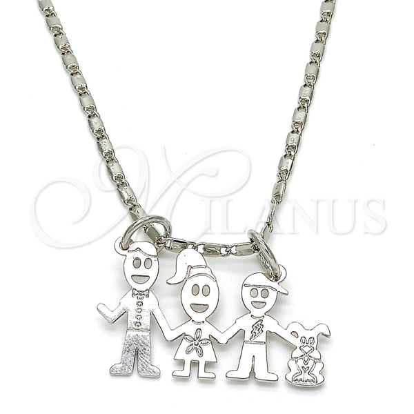 Collares con Dije 04.106.0012.1.20 Rodio Laminado, Diseño de Niñito Pequeño y Perro, Pulido, Rodinado (Grosor 02 MM, 20 Pulgadas de Largo)
