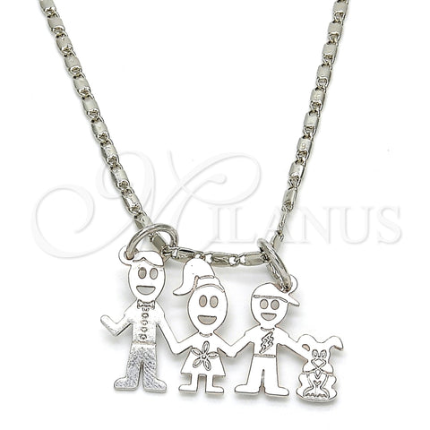 Collares con Dije 04.106.0012.1.20 Rodio Laminado, Diseño de Niñito Pequeño y Perro, Pulido, Rodinado (Grosor 02 MM, 20 Pulgadas de Largo)