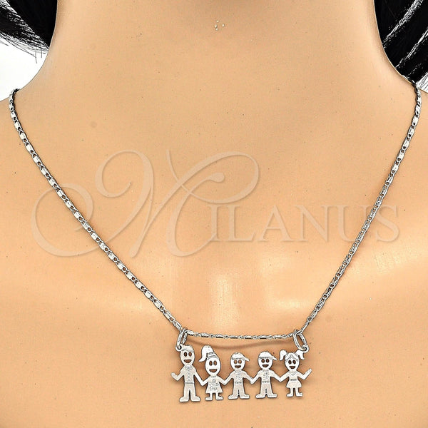 Collares con Dije 04.106.0014.1.20 Rodio Laminado, Diseño de Niñito Pequeño y Niñita Pequeña, Pulido, Rodinado (Grosor 02 MM, 20 Pulgadas de Largo)