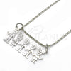 Collares con Dije 04.106.0014.1.20 Rodio Laminado, Diseño de Niñito Pequeño y Niñita Pequeña, Pulido, Rodinado (Grosor 02 MM, 20 Pulgadas de Largo)