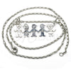 Collares con Dije 04.106.0014.1.20 Rodio Laminado, Diseño de Niñito Pequeño y Niñita Pequeña, Pulido, Rodinado (Grosor 02 MM, 20 Pulgadas de Largo)